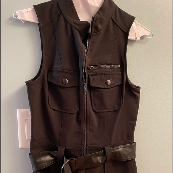 GUESS Womens Jet black sleeveless Axel Moto romper. Never worn. - Picture 2 of 4